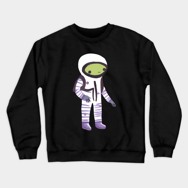 Cute Watercolor Alien Astronaut Crewneck Sweatshirt by FarmOfCuties